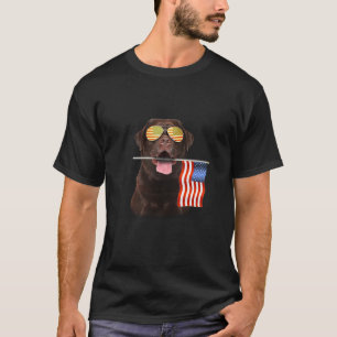 Camiseta Pão Cão Chocolate Labrador EUA Flag