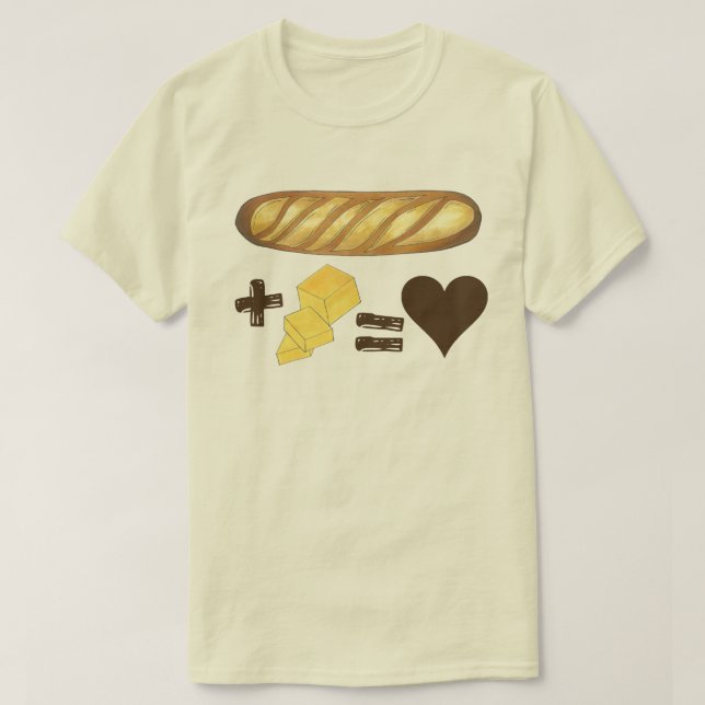 Camiseta Pão de emparelhamento clássico de Comida + Manteig (Frente do Design)