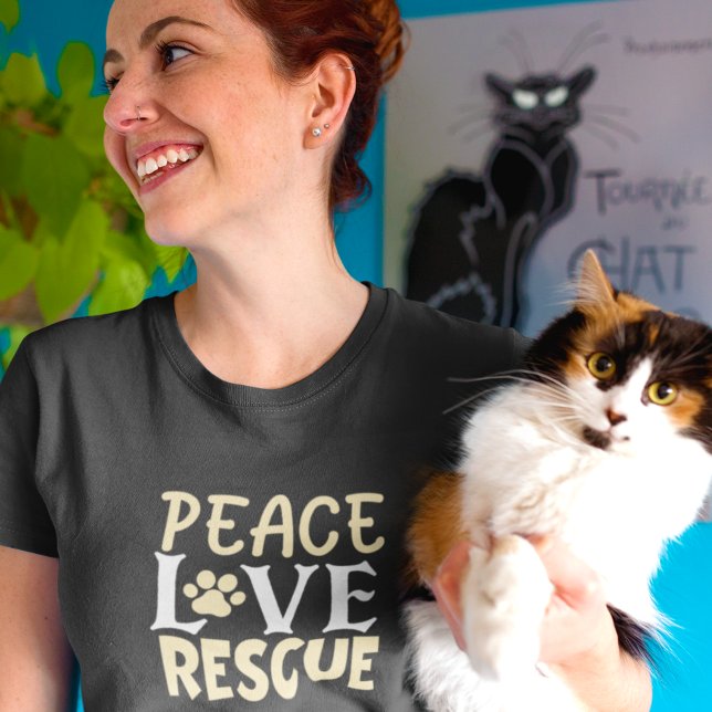 Camiseta Pão de Gato de Salvamento do Amor de Paz (Criador carregado)