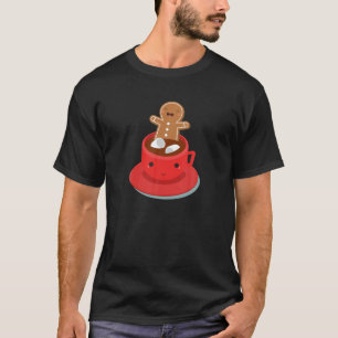 Camiseta Pão-de-gengala bonito Homem Natal Café Marshmallow