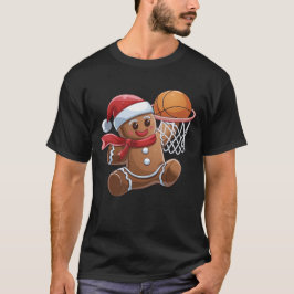 Camiseta Pão de gengibre afundando no basquete Natal