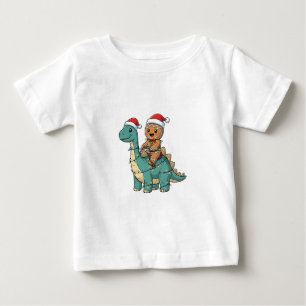 Camiseta Pão de gengibre montando um dinossauro Natal