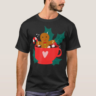 Camiseta Pão De Gengibre No Feriado De Natal Com Mug De Cac