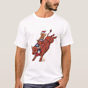 Camiseta Pão de gengibre Texas Touro Natal Luz Cowboy