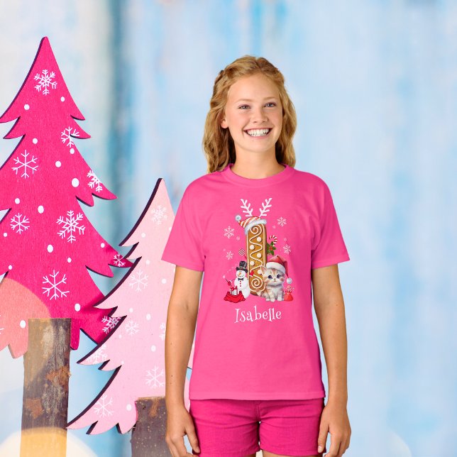 Camiseta Pão de Natal Alphabet I Girl (Criador carregado)