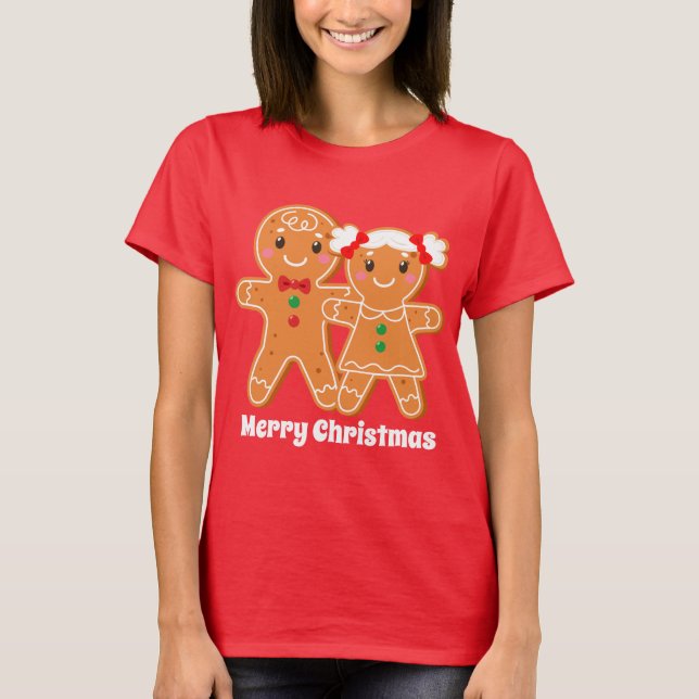 Camiseta Pão de Natal esfestivo adiciona texto (Frente)