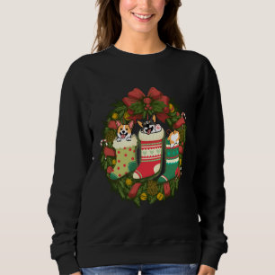 Camiseta Pão De Natal No Cão De Corgi Meias