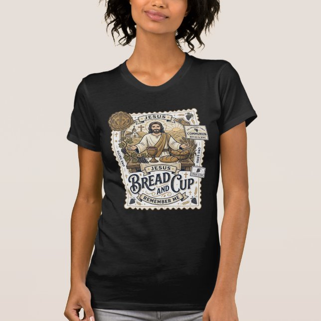 Camiseta Pão E Cálice Jesus Comunhão Fé Cristã Vint (Frente)