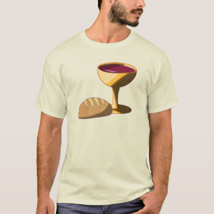 Camiseta Pão e Vinho A última comuna de Páscoa de jantar
