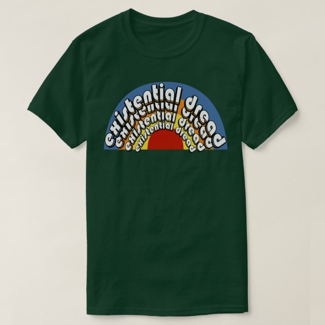 Camiseta Pão Existente - Retro Vintage Arco-Íris (Frente do Design)