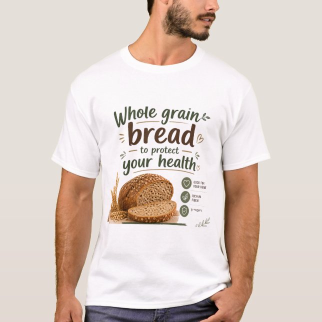 Camiseta Pão Integral Design de Nutrição Saudável (Frente)