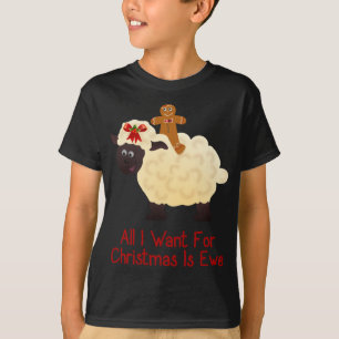 Camiseta Pão-Pão e Ovelha Tudo o que quero no Natal