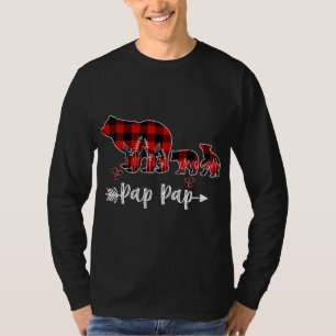 Camiseta Pap Bear Natal Pajama Xadrez Vermelha Buffalo Fa