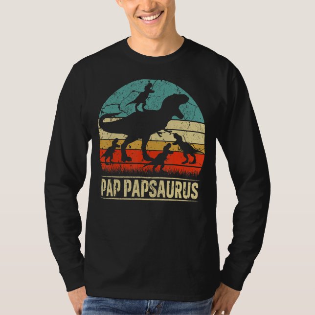 Camiseta Pap Dinossaur T Rex Pap Papsaurus 4 Crianças (Frente)
