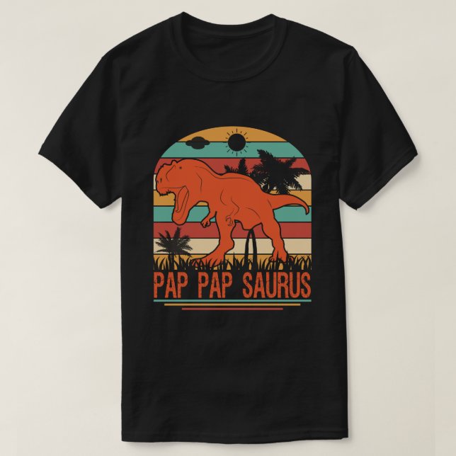 Camiseta PAP PAP PAP SAURUS Dinossaur Vintage (Frente do Design)