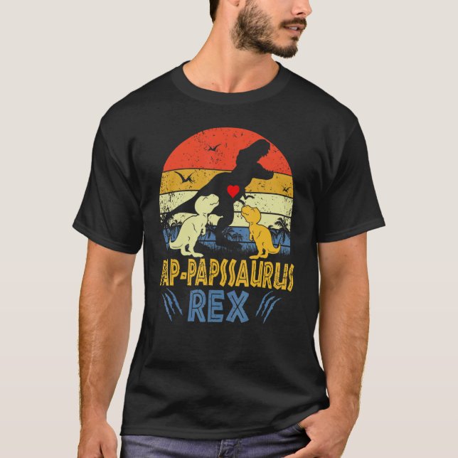 Camiseta Pap Paps Saurus Rex Dinossaur Paps 2 Crianças (Frente)