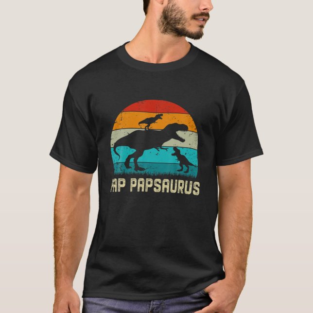 Camiseta Pap Papsaurus T Rex Dinossaur Dia de os pais Para  (Frente)