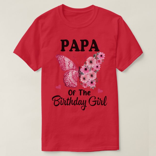 Camiseta Papá 1rua, primeira borboleta da família de aniver (Frente do Design)