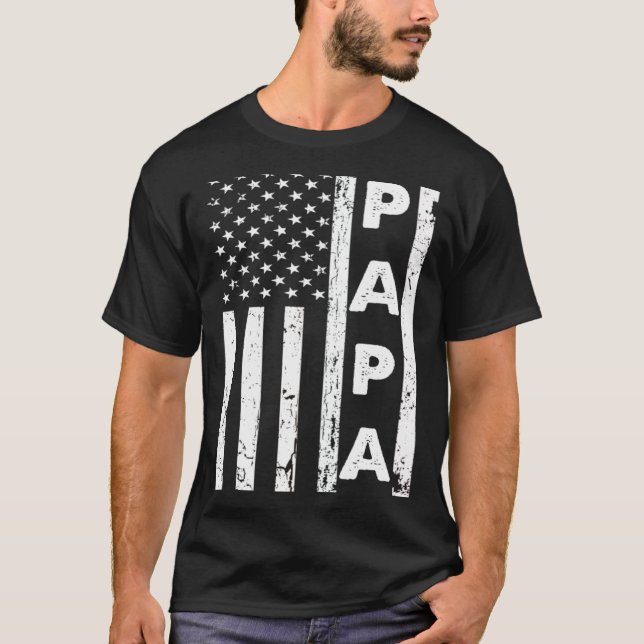 Camiseta Papa American Flag US Father's Day Dad American 4t (Frente)