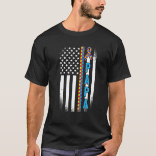 Camiseta Papa Autismo Sensibilização Bandeira Americana Dia