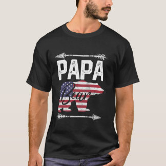 Camiseta Papa Bear 4 de julho Bandeira Americana América Fa