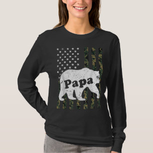 Camiseta Papa Bear Camouflage EUA Bandeira Americana