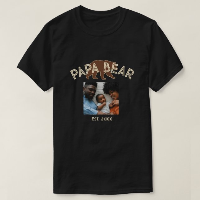 Camiseta Papa Bear Father Year Established Photo Black (Frente do Design)