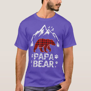 Camiseta PAPA BEAR Men Red Xadrez Natal Família Pajama D