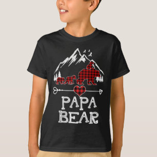 Camiseta Papa Bear Natal Pajama Xadrez Vermelha Buffalo