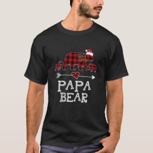 Camiseta Papa Bear Natal Pajama Xadrez Vermelha Buffalo