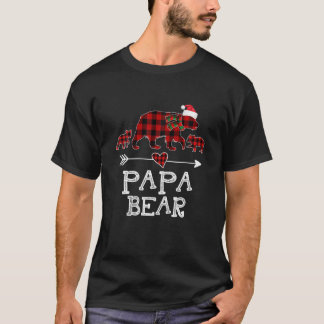 Camiseta Papa Bear Natal Pajama Xadrez Vermelha Buffalo