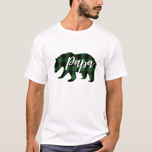 Camiseta Papa Bear Xadrez Verde | Script (Frente)
