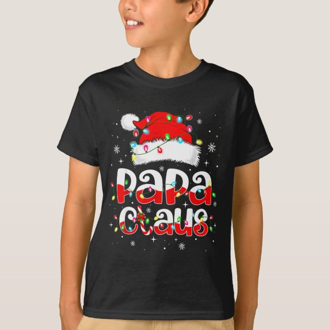 Camiseta Papa Claus Funny Christmas Lights Pajama Family Ma (Frente)