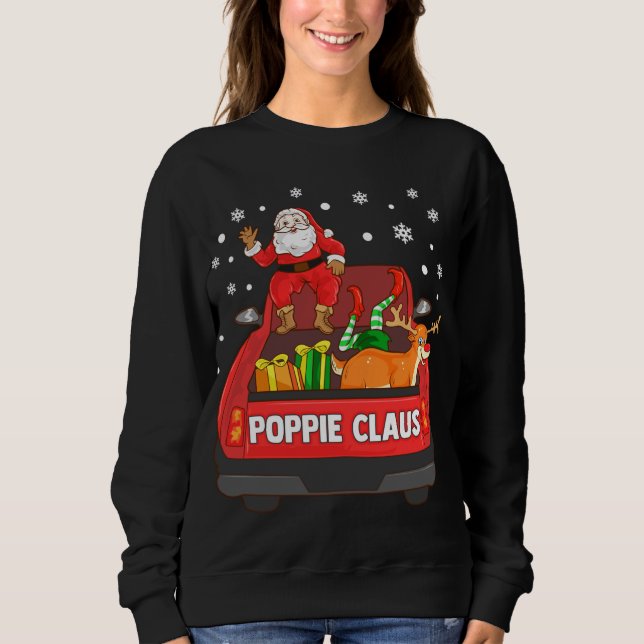 Camiseta Papa Claus Red Truck Papais noeis Reindeer Elf Chr (Frente)