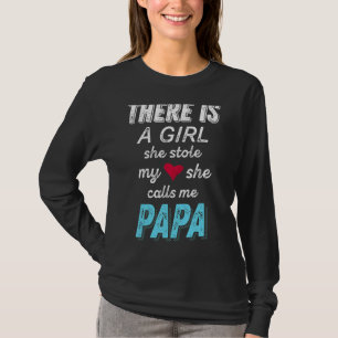 Camiseta Papá Da Avó Ela Roubou O Meu Teto Do Coração