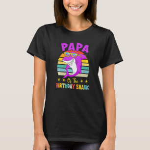 Camiseta Papá Da Família De Aniversário De Tubarão Que Corr