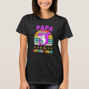 Camiseta Papá Da Família De Aniversário De Tubarão Que Corr
