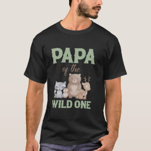 Camiseta Papá Da Floresta Selvagem De Primeiro Aniversário