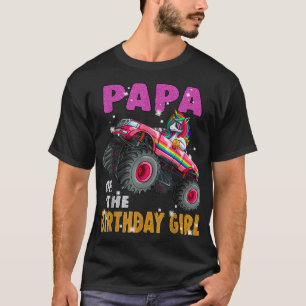 Camiseta Papá da Rapariga de Aniversário Monstro do Unicórn