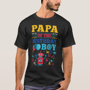 Camiseta Papá do Aniversário Robô Correspondente à Família
