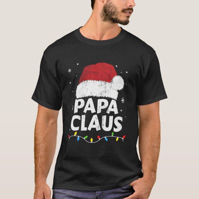 Camiseta Papa Grandpa Claus Lights Family Pajama (Frente)