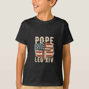 Camiseta Papa Leão XIV Igreja Cristã Da Pope EUA Bandeira