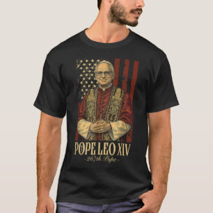 Camiseta Papa Leo E América O Papa Leo Xiv Dos Eua