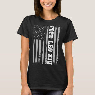 Camiseta Papa Leo Xiv 14 Primeiro Papa Americano Flag Vin