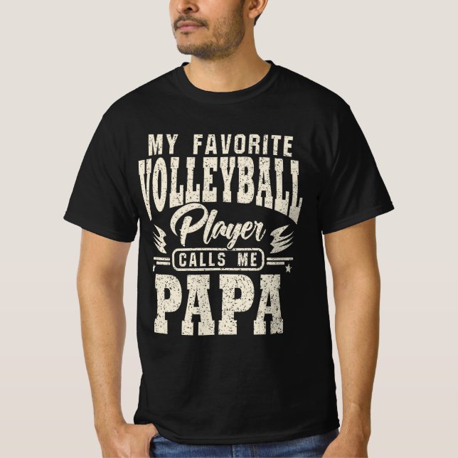 Camiseta Papa Meu Jogador de Voleibol Favorito Me Liga (Frente)