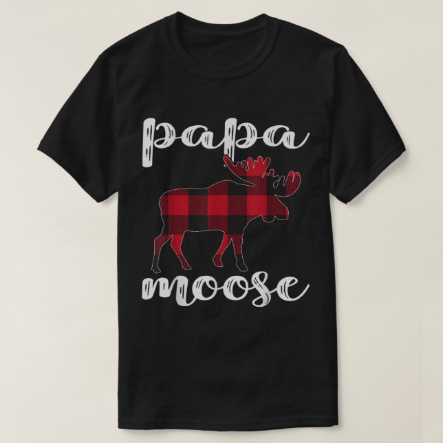 Camiseta Papa Moose Buffalo Plaid Family Christmas (Frente do Design)