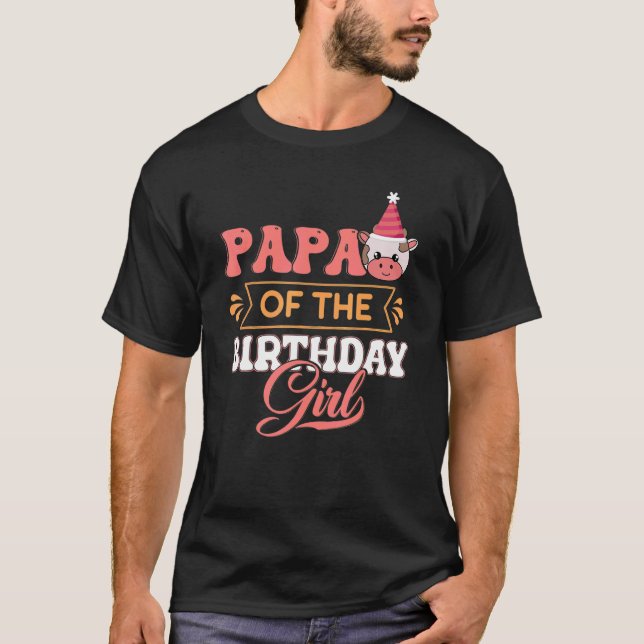 Camiseta Papa Of The Birthday Girl Farming Barnyard Birthda (Frente)
