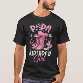 Camiseta Papa Of The Birthday Girl Pink Cowgirl Western Cow