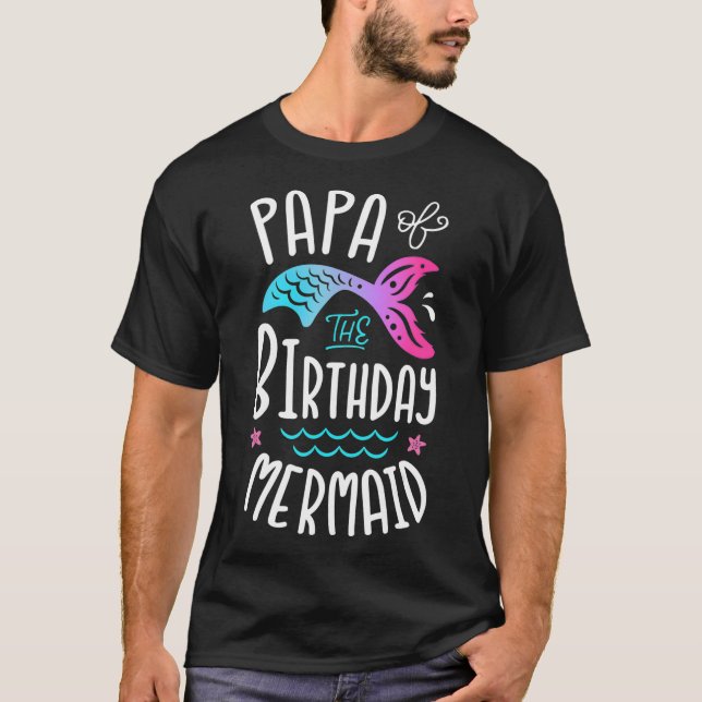 Camiseta Papa Of The Birthday Mermaid Gifts Merman Family M (Frente)