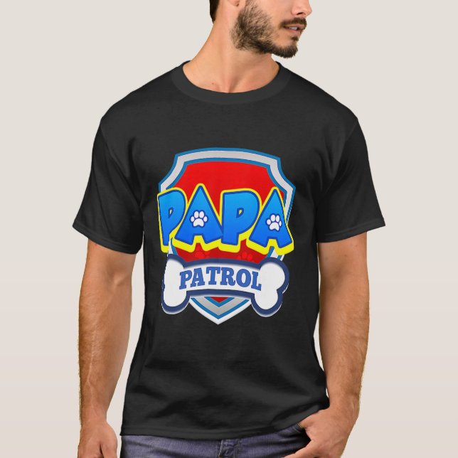 Camiseta Papá Patrol Cão Engraçado Festa de aniversário de  (Frente)